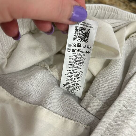 ASOS Design Light Gray Linen Blend High Rise Drawstring Waist Shorts Size XL - Picture 6 of 9